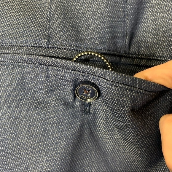 Ted Baker Chambray Straight Pants Sz 36X32 Blue Herringbone Casual Dress Chino - Picture 7 of 15